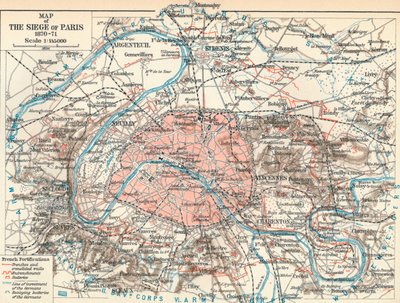 Mapa del Sitio de París, 1870-71, 1907 de Unbekannt
