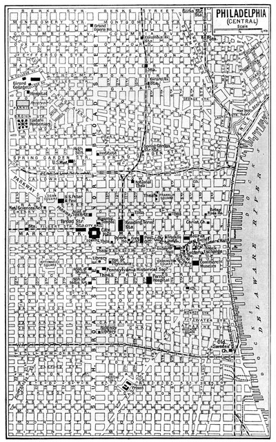 Mapa del centro de Filadelfia, Pensilvania, EE.UU., c1930s de Unbekannt