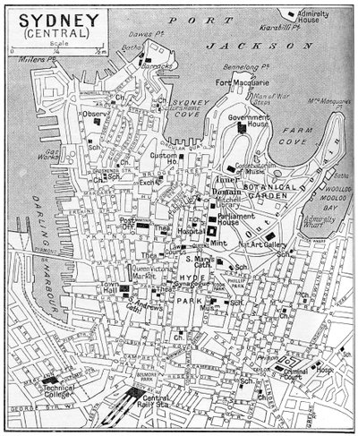 Mapa del centro de Sídney, Nueva Gales del Sur, Australia, c1924 de Unbekannt