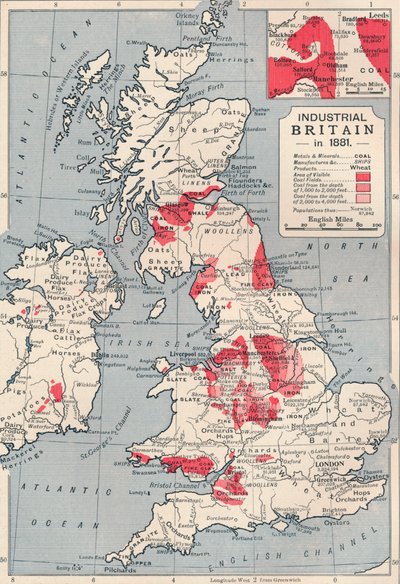 Mapa de la Gran Bretaña industrial en 1881, 1906 de Unbekannt