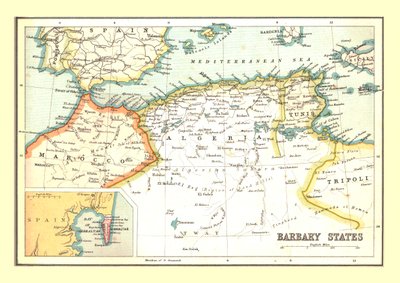Mapa de los Estados de Berbería, 1902 de Unbekannt