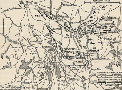 Mapa de la Batalla de Eylau, 1807, 1896 de Unbekannt