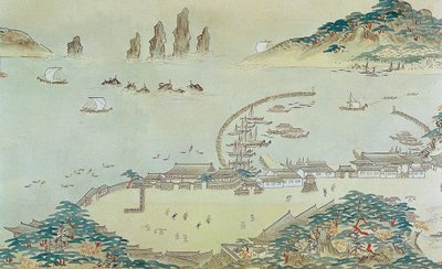 Mapa del Choryang Waegwan y su área circundante en Busan durante Joseon, siglo XIX de Unbekannt