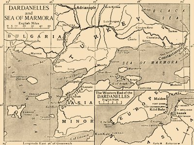 Mapa de los Dardanelos y el Mar de Mármara, c. 1914, 1920 de Unbekannt