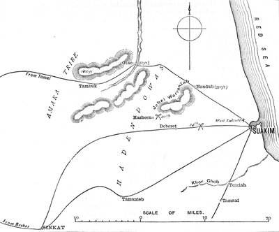 Mapa de los Alrededores de Suakim, c1885 de Unbekannt