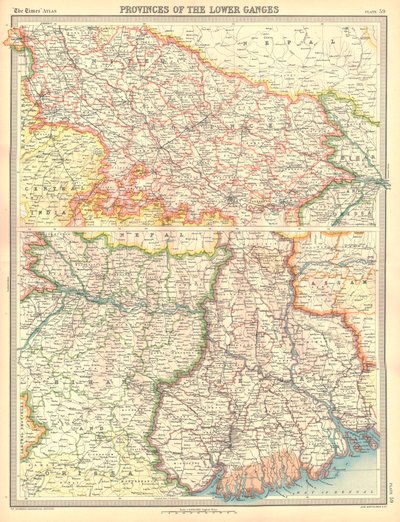 Mapa de las Provincias del Bajo Ganges de Unbekannt