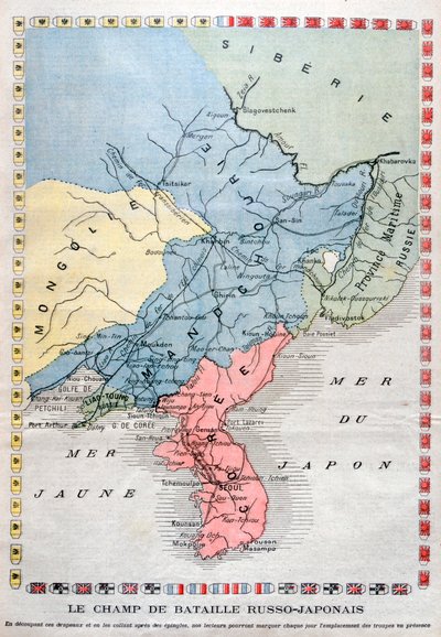 Mapa de la Guerra Ruso-Japonesa, 1904 de Unbekannt