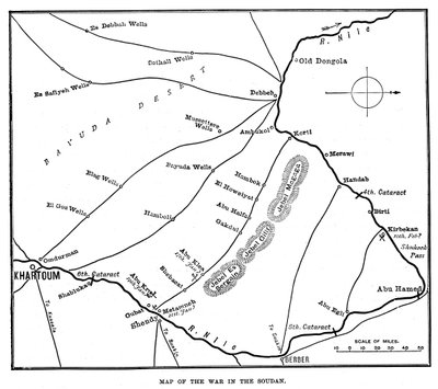 Mapa de la guerra en Sudán, finales del siglo XIX, 1900 de Unbekannt