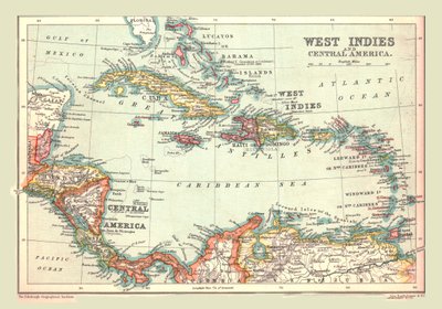 Mapa de las Indias Occidentales y América Central, 1902 de Unbekannt