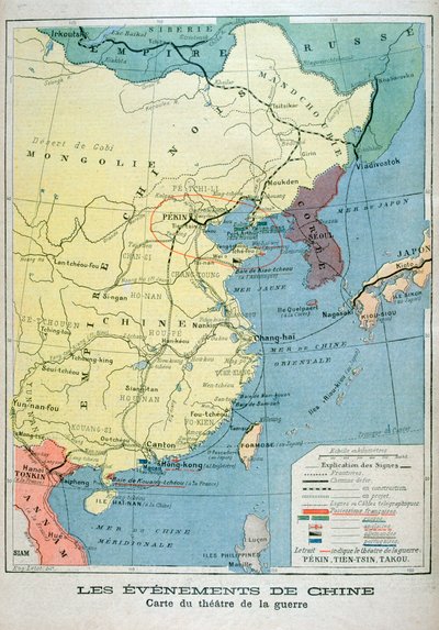 Mapa del teatro de la guerra en China, 1900 de Unbekannt