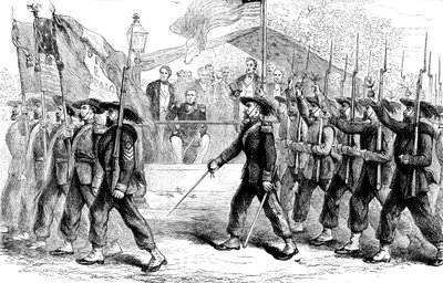 Desfile de la Guardia Garibaldi ante el Presidente Lincoln, 1861-1865 c. 1880 de Unbekannt
