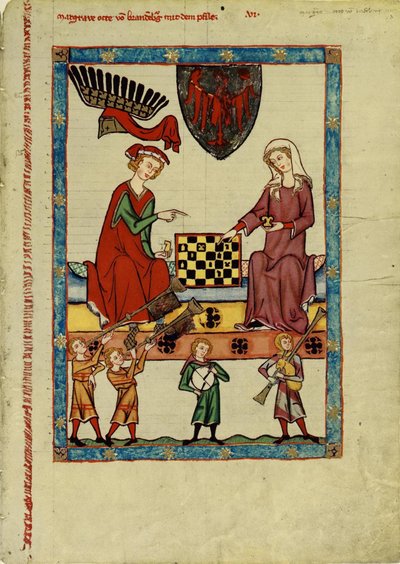 Margrave Otto IV de Brandeburgo jugando ajedrez del Codex Manesse, entre 1305 y 1340 de Unbekannt