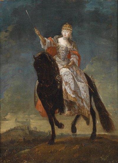 María Teresa como Reina de Hungría en la colina de coronación de Pressburg, mediados del siglo XVIII de Unbekannt