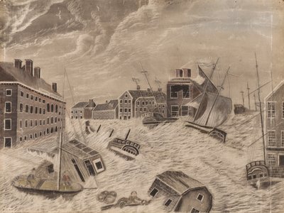 Plaza del Mercado, Providence, Rhode Island, durante el Gran Huracán de Septiembre, 1815 de Unbekannt