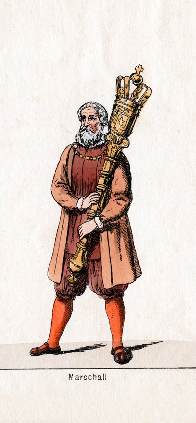 Diseño de vestuario de mariscal para la obra de Shakespeare, Enrique VIII, siglo XIX de Unbekannt