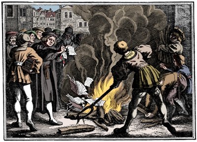 Martín Lutero quemando la Bula Papal, 1520 de Unbekannt