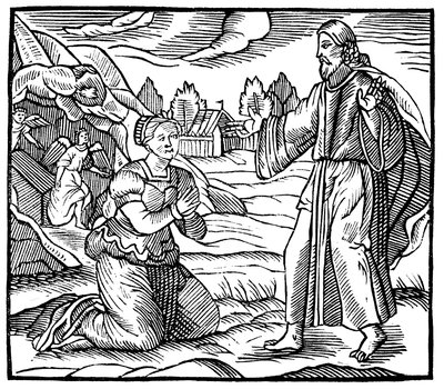 María Magdalena viendo la aparición de Jesús resucitado, c1500 de Unbekannt