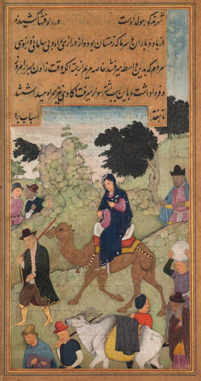 María y José viajan a Belén, de un Mirat al-quds del Padre Jerome Xavier..., 1602-1604 de Unbekannt