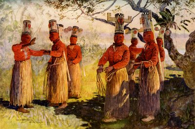 Bailarines enmascarados de Opaina, Río Apaporis, Brasil de Unbekannt