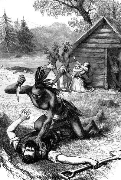 Masacre de colonos por nativos americanos, siglo XVII c1880 de Unbekannt