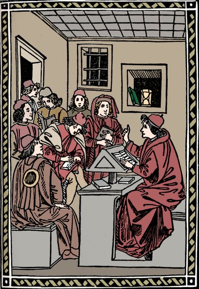 Maestro con sus estudiantes. Christoforo Landino, 1492, 1917 de Unbekannt