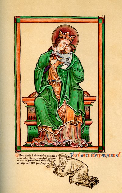 Matthew Paris a los pies de la Virgen y el Niño, siglo XIII de Unbekannt