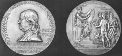Medalla acuñada para conmemorar el 200 aniversario del nacimiento de Benjamin Franklin de Unbekannt