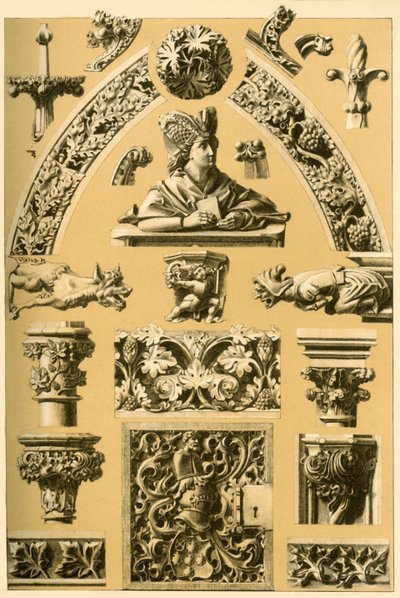 Ornamento y escultura arquitectónica medieval, 1898 de Unbekannt