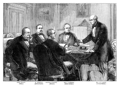 Reunión de los árbitros sobre las reclamaciones de Alabama en Ginebra, 1871 finales del siglo XIX de Unbekannt