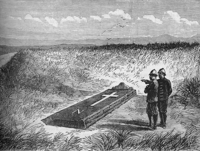 Piedra conmemorativa en el lugar donde fue asesinado el Príncipe Luis Napoleón, c1880 de Unbekannt