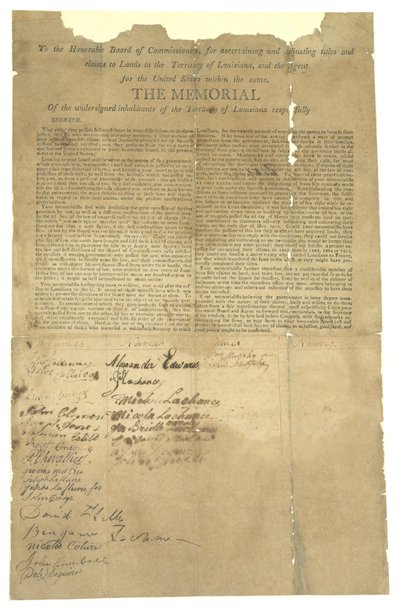 Memorial a la Honorable Junta de Comisionados para ajustar las reclamaciones de tierras en el Territorio de Luisiana, 1803-1815 de Unbekannt