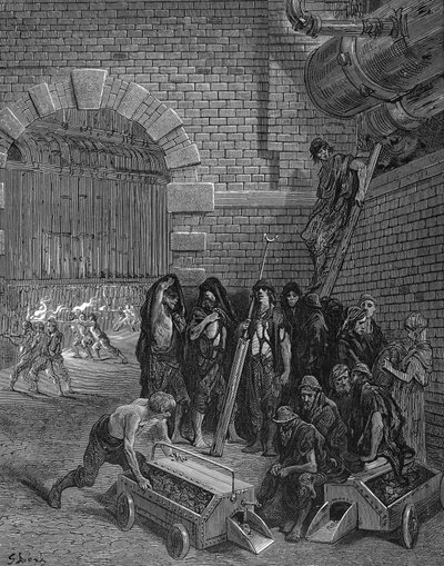 Hombres tomando un descanso de cargar los retortas, Gasworks de Lambeth, 1872 de Unbekannt