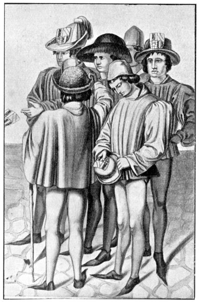 Hombres con adornos en sus sombreros, siglo XV, 1910 de Unbekannt