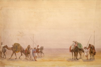 Hombres con camellos y caballos, parte del Panorama de Londres a Hong Kong de Unbekannt