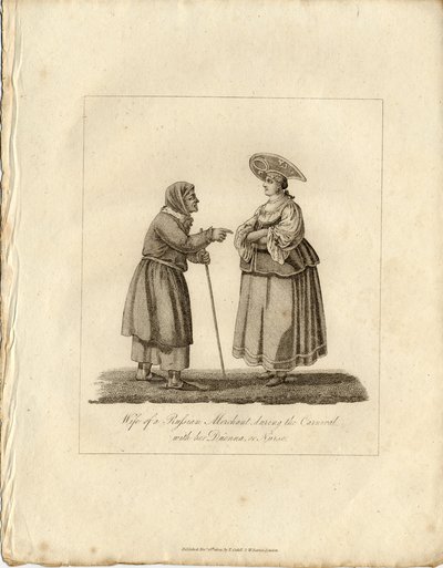 Esposa de comerciante con enfermera durante Fasching, 1833 de Unbekannt