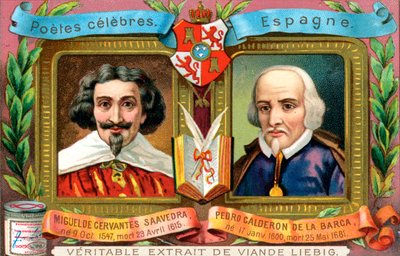 Miguel de Cervantes Saavedra y Pedro Calderón de la Barca, c. 1900 de Unbekannt