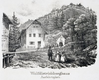 Mina de sal: El edificio Wolfdietrich y la salida de la mina, en Durrnberg, Austria de Unbekannt