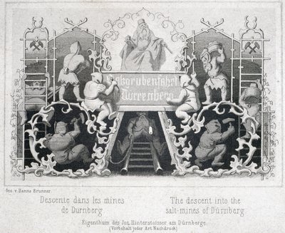 Mina de sal: el descenso en las minas de sal de Durrnberg, Austria, hacia 1850 de Unbekannt