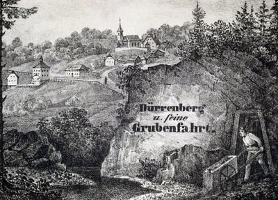 Mina de sal: escena del trabajo en la mina, Durrnberg, Austria de Unbekannt