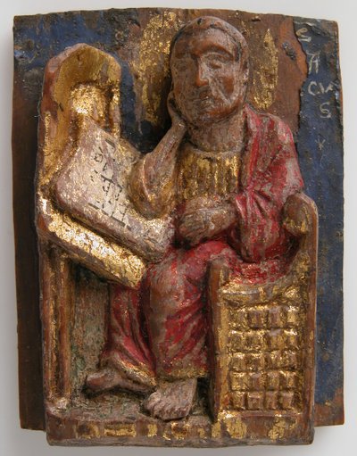 Relieve en miniatura de San Marcos en su mesa de escritura, ca. 1200-1225 de Unbekannt