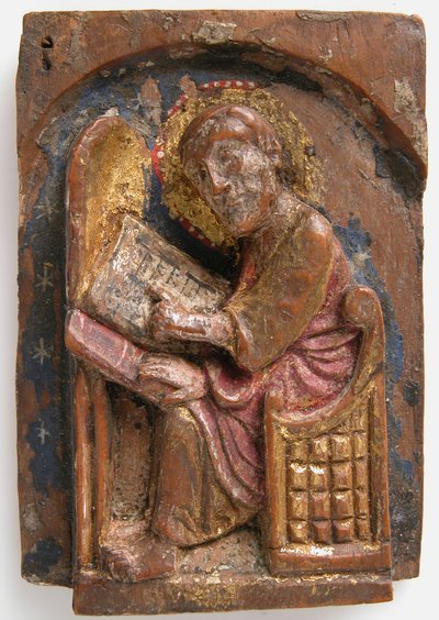 Miniatura en relieve de San Lucas en su mesa de escritura de Unbekannt