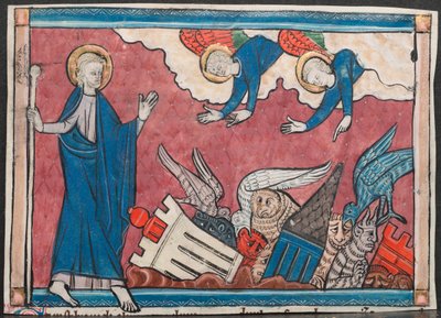 Miniatura de un manuscrito del Apocalipsis: La caída de Babilonia, c. 1295 de Unbekannt