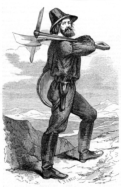 Buscador de oro en los campos de oro de California, 1853 de Unbekannt