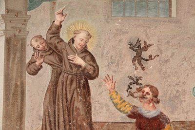 Monasterio de Saorge, fresco del siglo XVIII que representa la vida de San Francisco de Asís, Saorge, Francia de Unbekannt