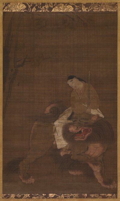 Monju como un niño montando un león, 1392-1573 de Unbekannt
