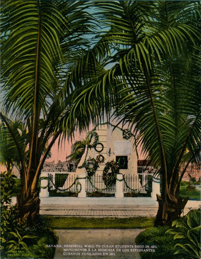 Monumento a los estudiantes de medicina cubanos ejecutados por los españoles en 1871, La Habana, Cuba, c1920 de Unbekannt