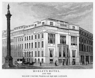 Hotel Morleys y Columna de Nelson, Trafalgar Square, Westminster, Londres, siglo XIX de Unbekannt