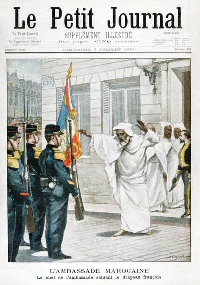 Embajada marroquí, El embajador principal saludando la bandera francesa, 1901 de Unbekannt