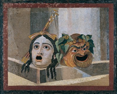Mosaico con máscaras escénicas de Unbekannt