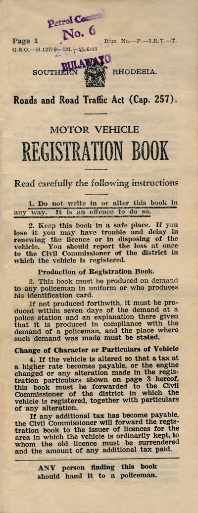 Libro de registro de vehículos motorizados, 1949 de Unbekannt